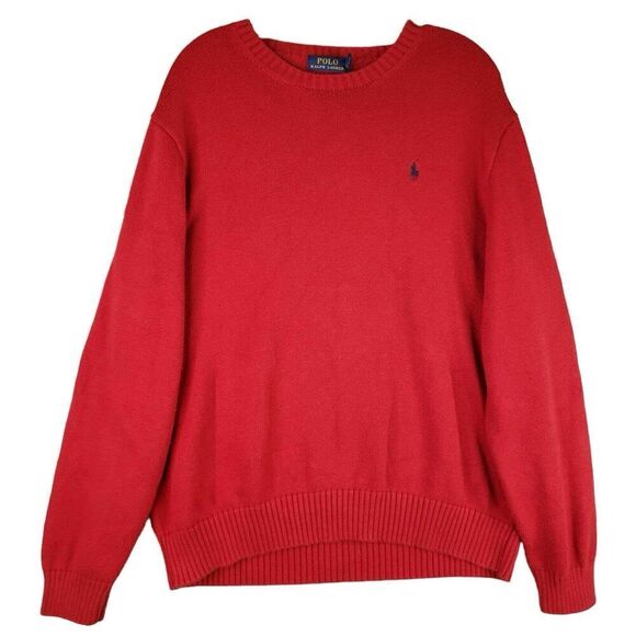 Polo Ralph Lauren Sweater Mens Crew Neck Pullover Red Vintage Chunky Size XXL - Picture 2 of 9